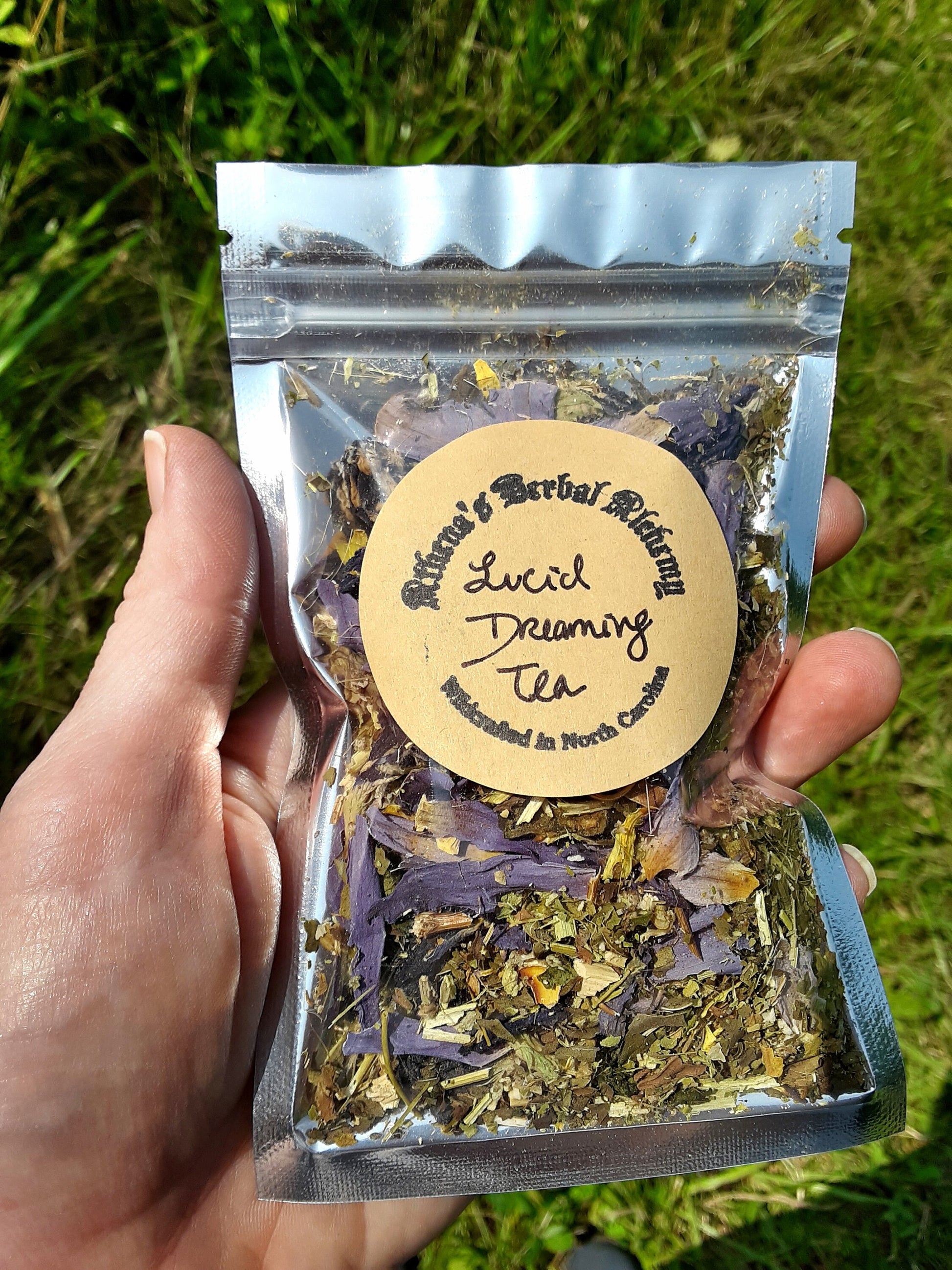 Lucid Dream Tea~ Organic~Herbal Blend~Egyptian Blue Lotus~ Mugwort, Passionflower~Butterfly Pea, Peppermint, Sleep-aid, Anxiety, With Tea Bags - Athena's Herbal Alchemy